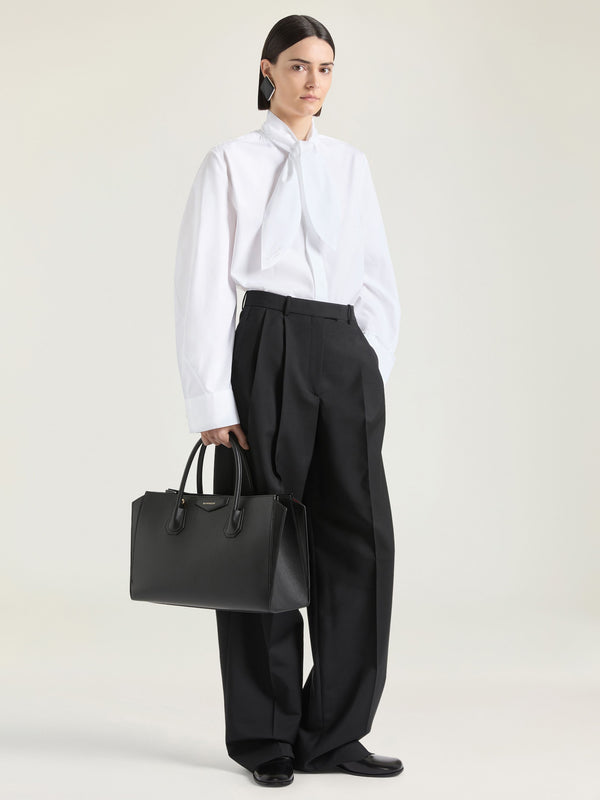 Cocoon poplin shirt with bow