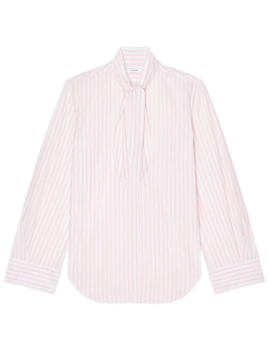 Camicia Cocoon a righe in popeline con fiocco