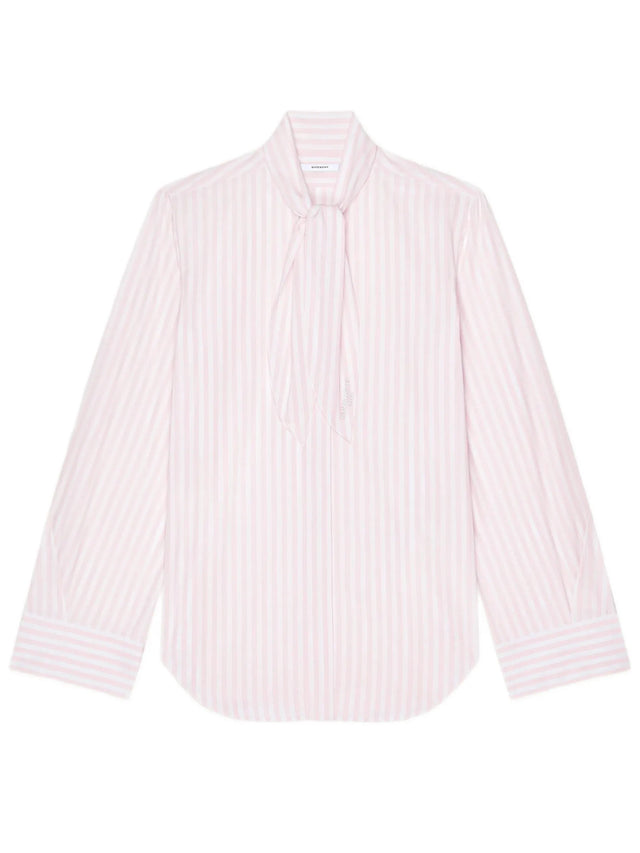 Camicia Cocoon a righe in popeline con fiocco