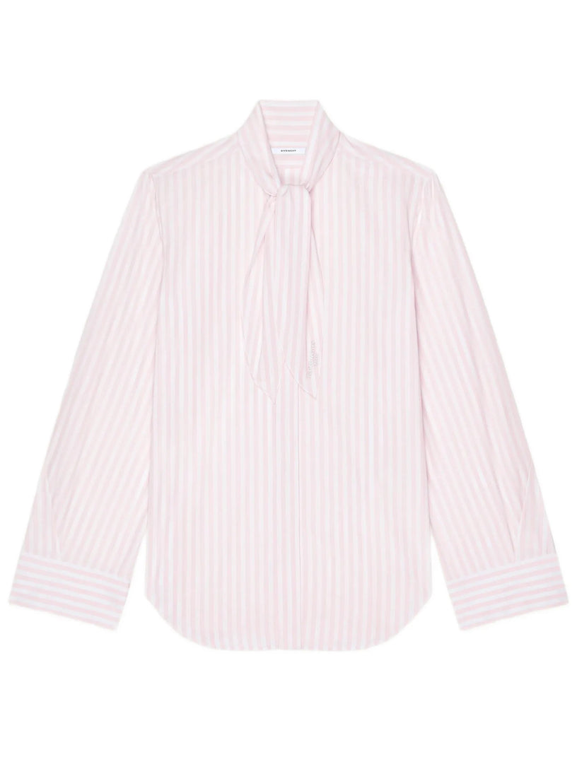Camicia Cocoon a righe in popeline con fiocco