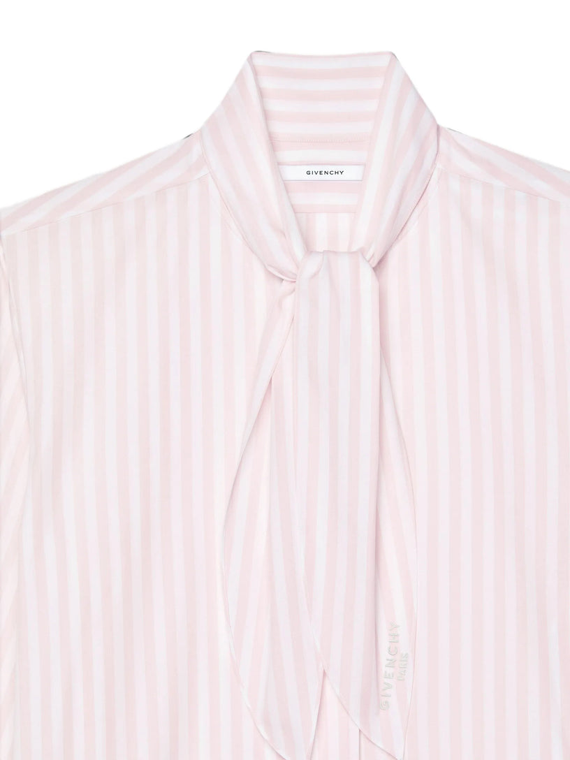 Camicia Cocoon a righe in popeline con fiocco