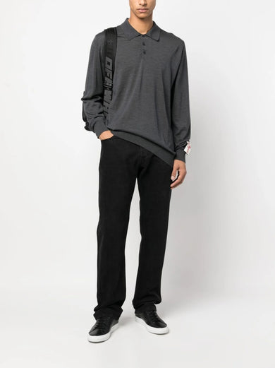 Polo maniche lunghe in lana merino