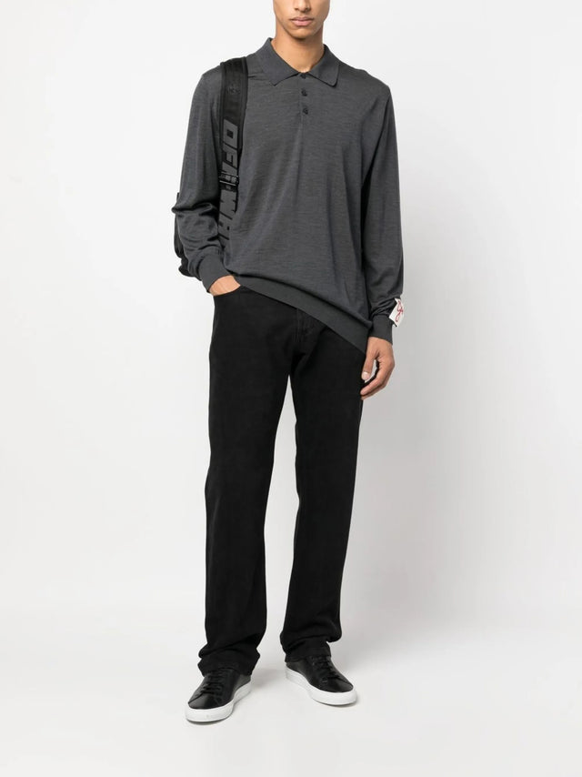 Polo maniche lunghe in lana merino