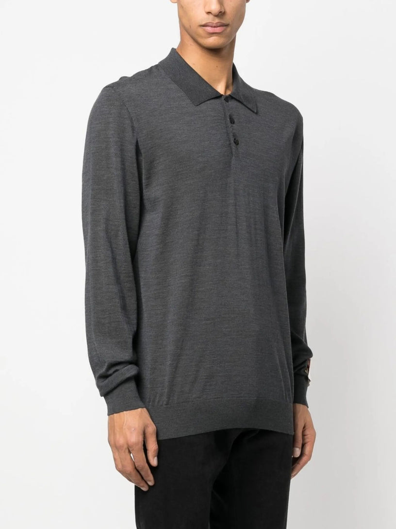 Polo maniche lunghe in lana merino