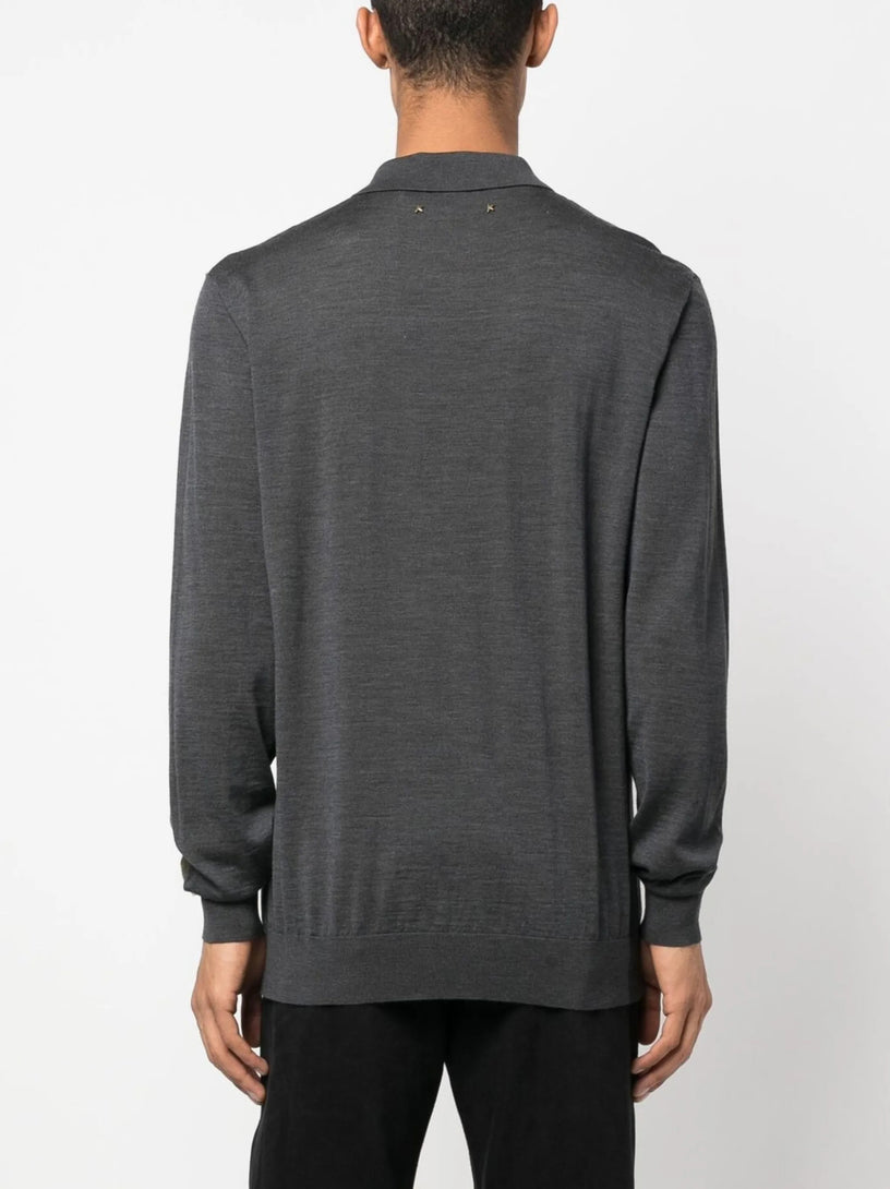 Polo maniche lunghe in lana merino