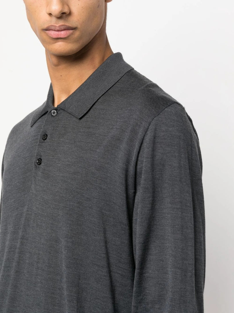 Polo maniche lunghe in lana merino