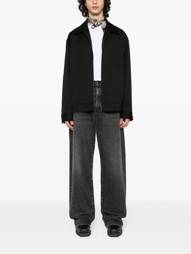 Giacca con zip in gabardine di lana