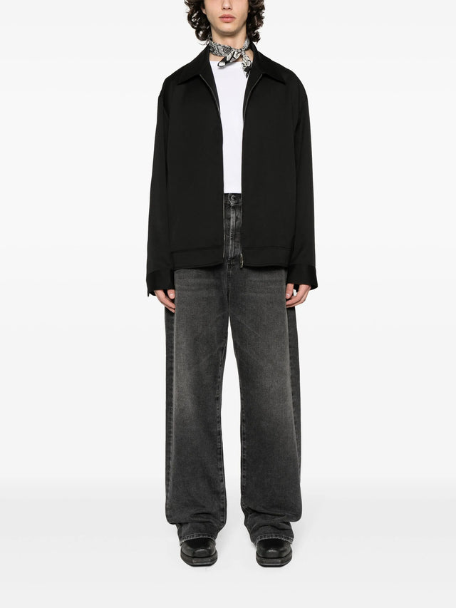 Giacca con zip in gabardine di lana