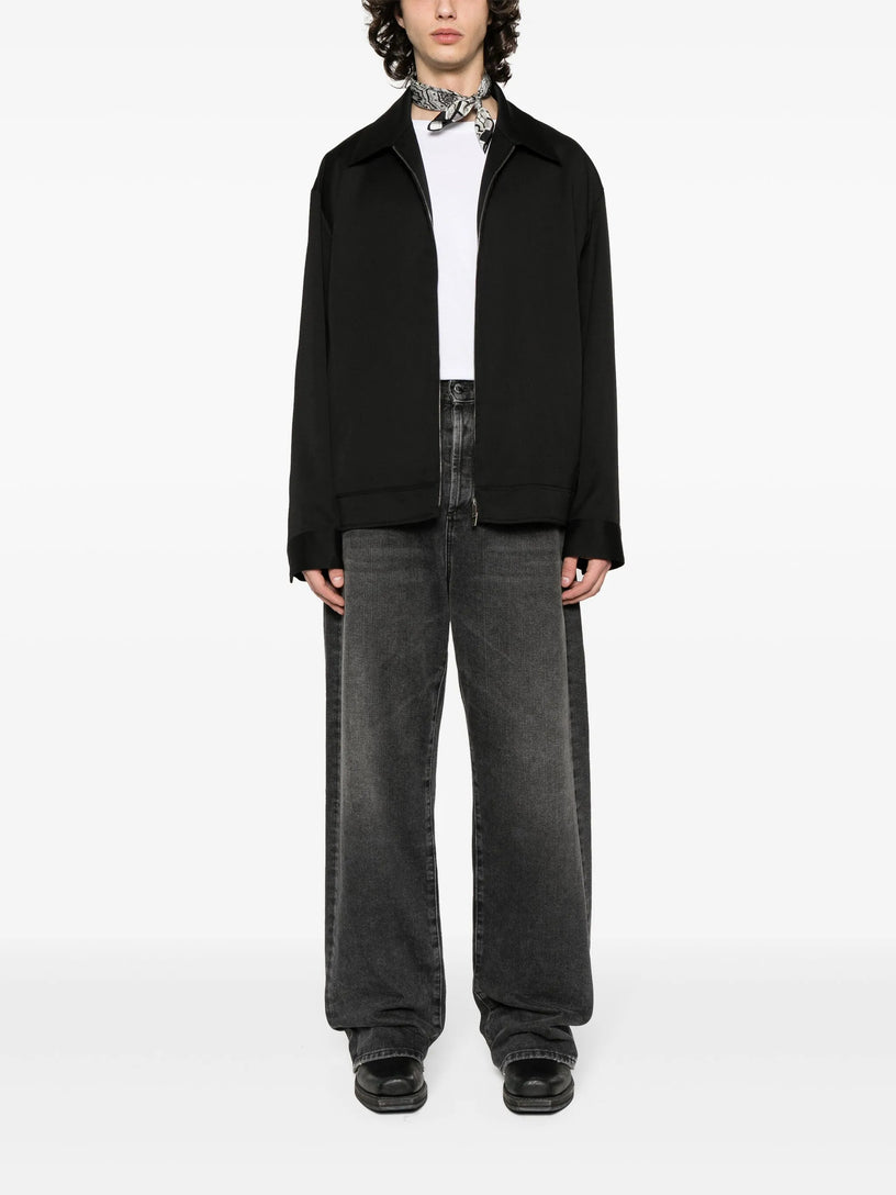 Giacca con zip in gabardine di lana