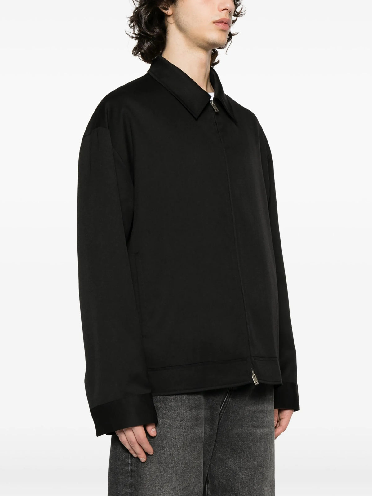 Giacca con zip in gabardine di lana