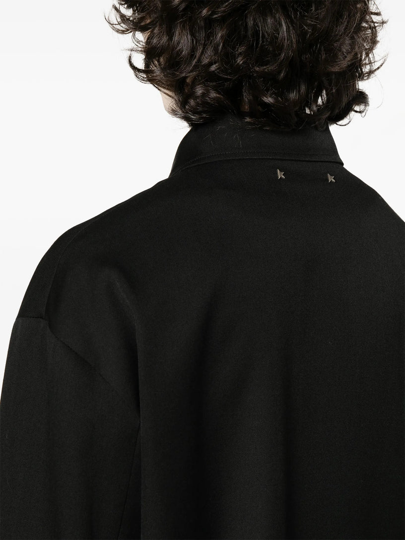 Giacca con zip in gabardine di lana
