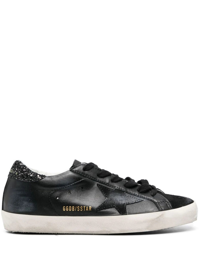 Super-Star in nappa con stella in suede e talloncino in glitter