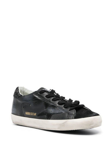 Super-Star in nappa con stella in suede e talloncino in glitter