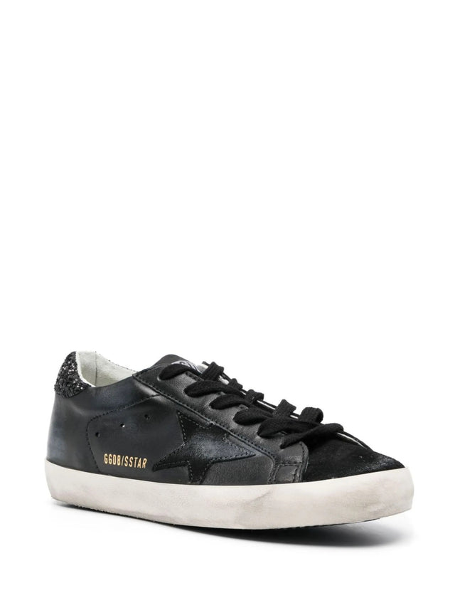 Super-Star in nappa con stella in suede e talloncino in glitter