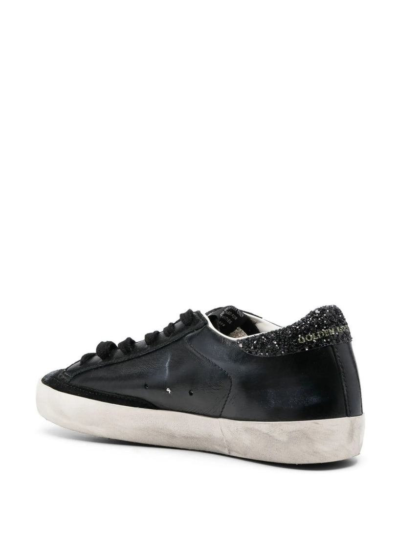 Super-Star in nappa con stella in suede e talloncino in glitter
