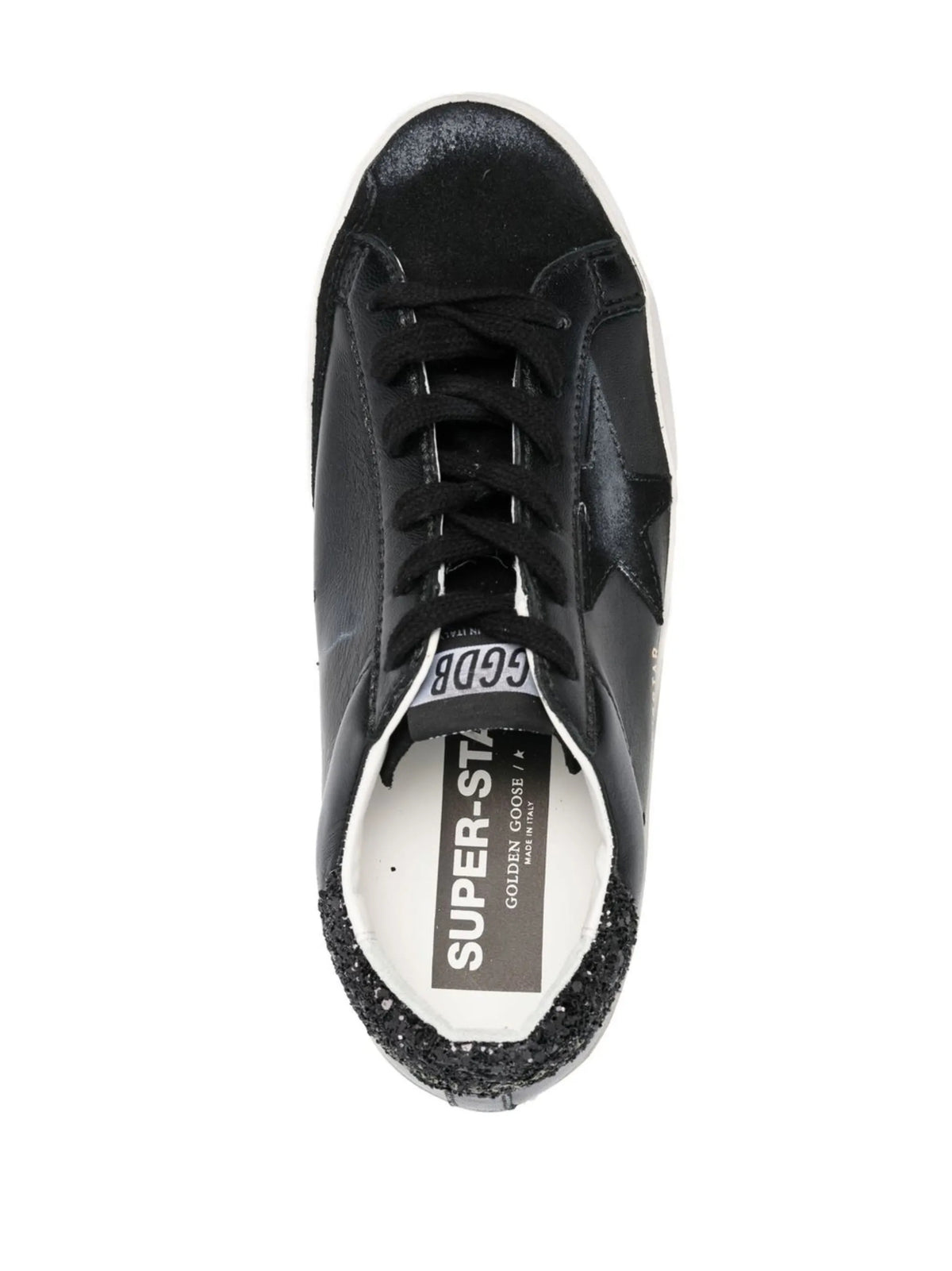 Super-Star in nappa con stella in suede e talloncino in glitter