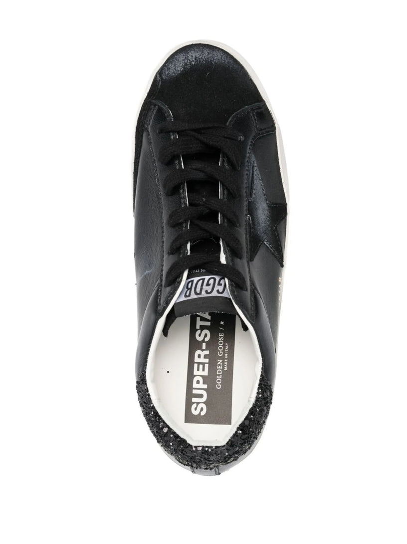 Super-Star in nappa con stella in suede e talloncino in glitter