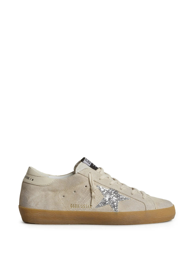 Super-Star in suede con stella in glitter e talloncino in pelle