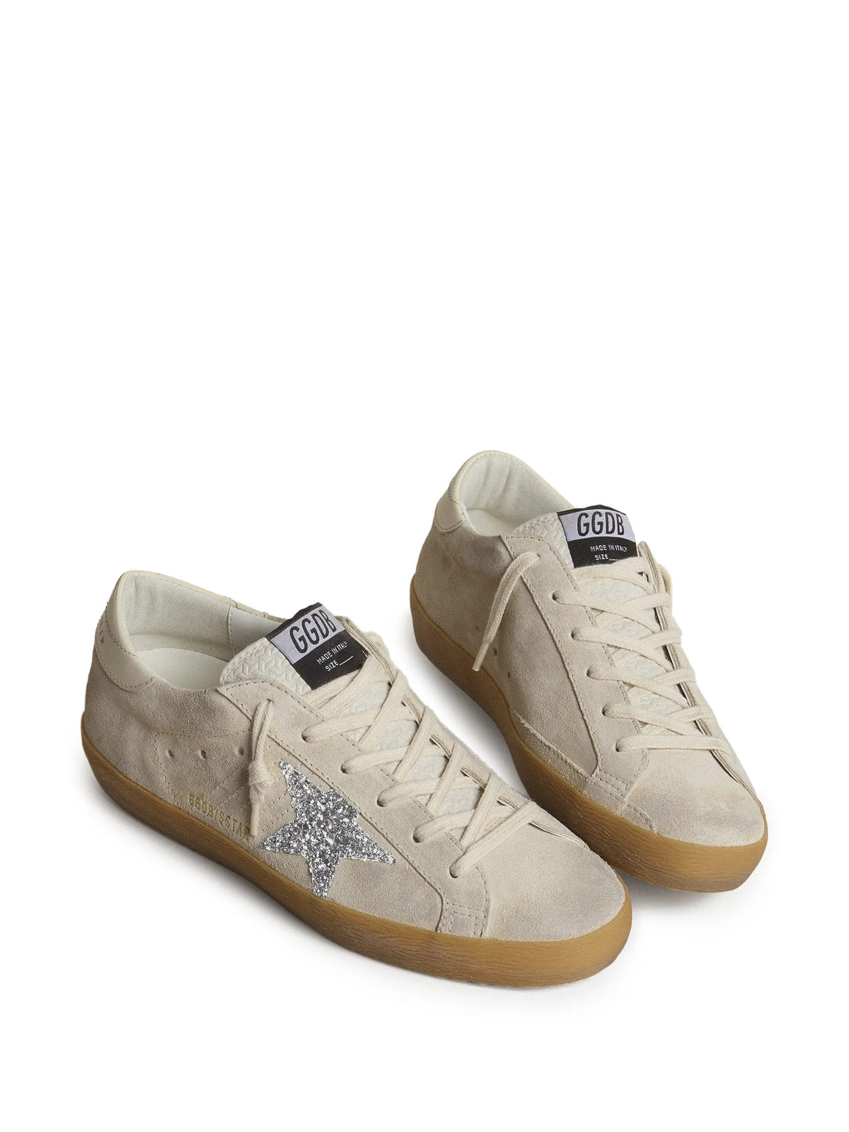 Super-Star in suede con stella in glitter e talloncino in pelle