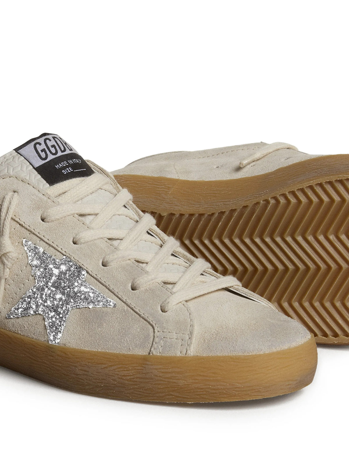 Super-Star in suede con stella in glitter e talloncino in pelle