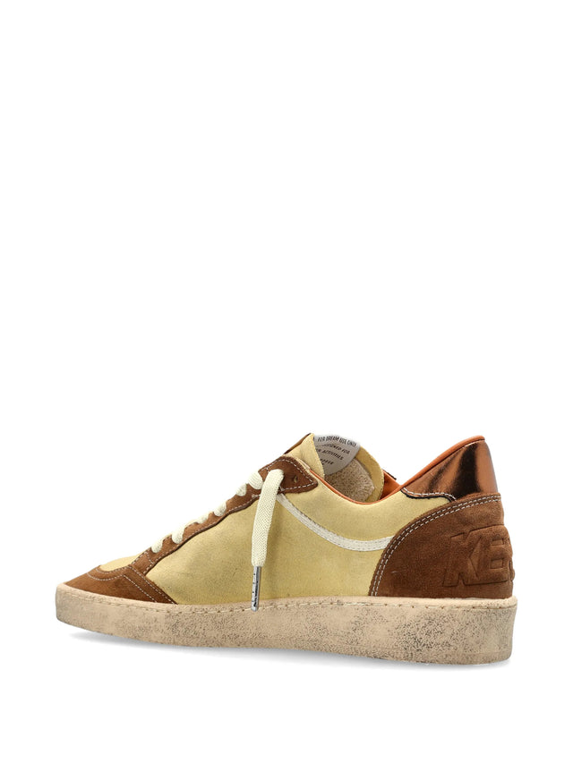 Suede and laminated leather sneakers