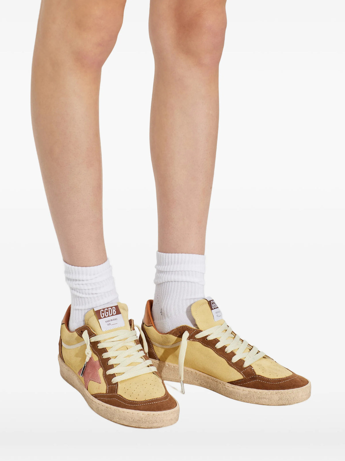 Sneakers in suede e pelle laminata
