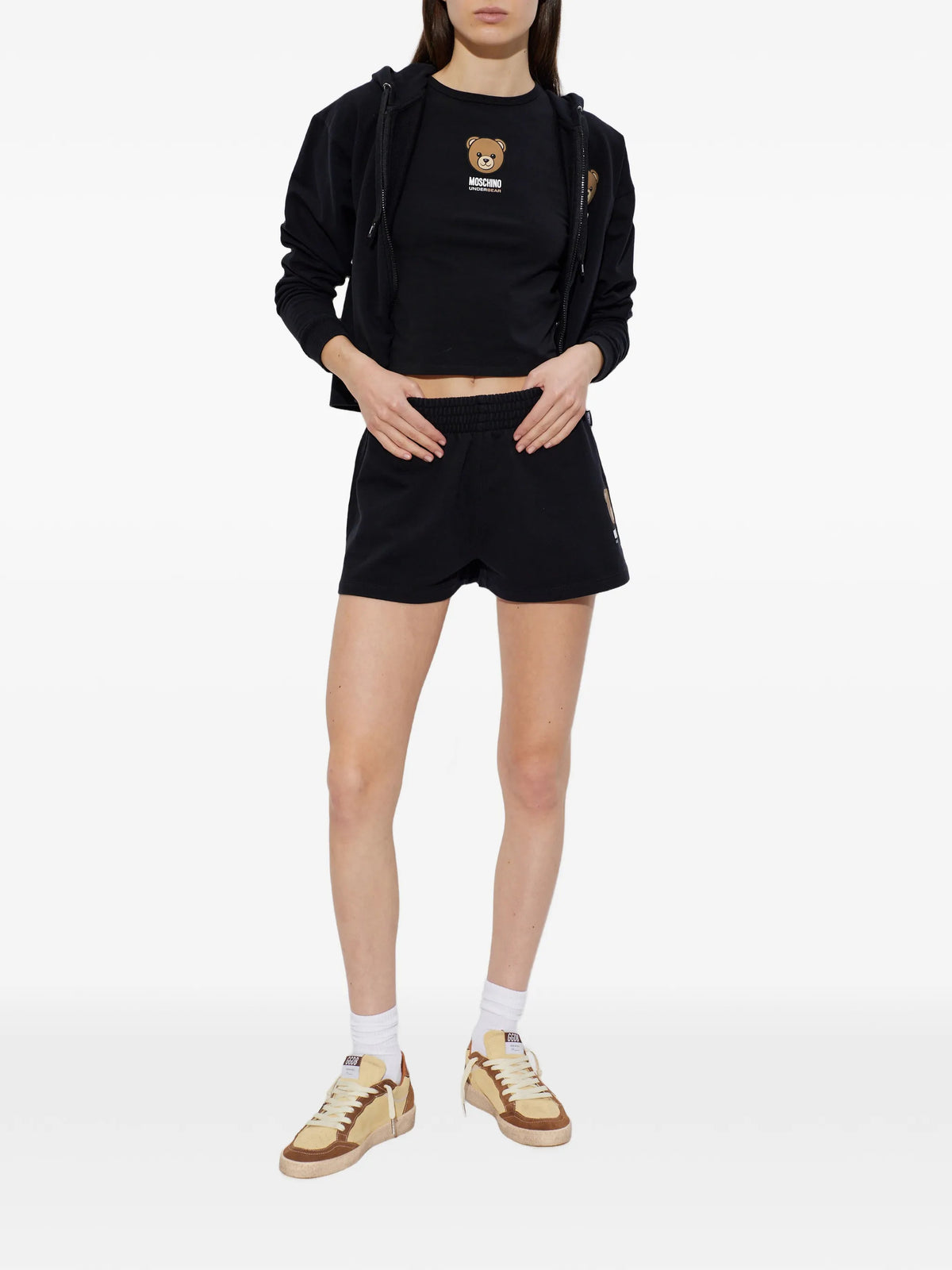 Sneakers in suede e pelle laminata