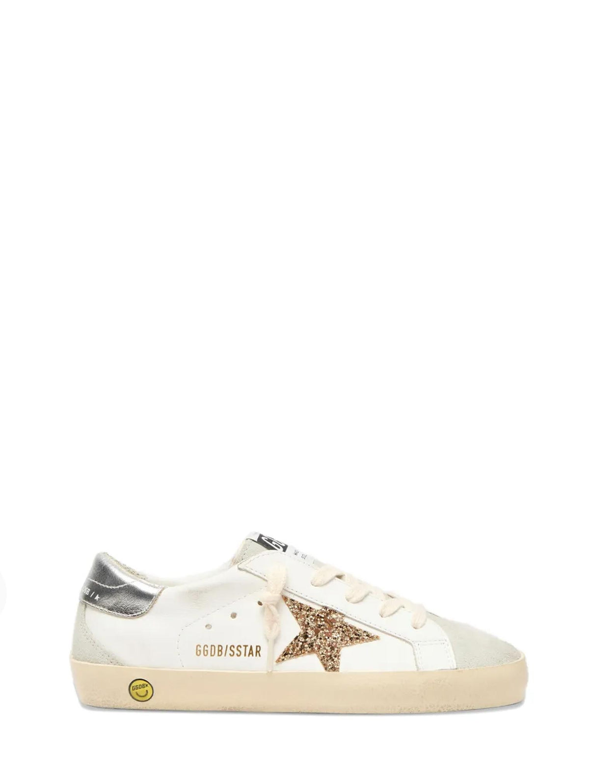 Super-Star con stella in glitter oro e talloncino in pelle laminata