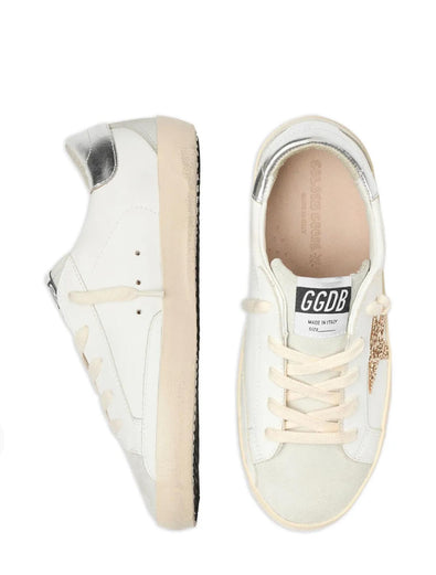 Super-Star con stella in glitter oro e talloncino in pelle laminata