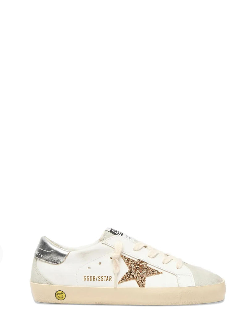 Super-Star con stella in glitter oro e talloncino in pelle laminata