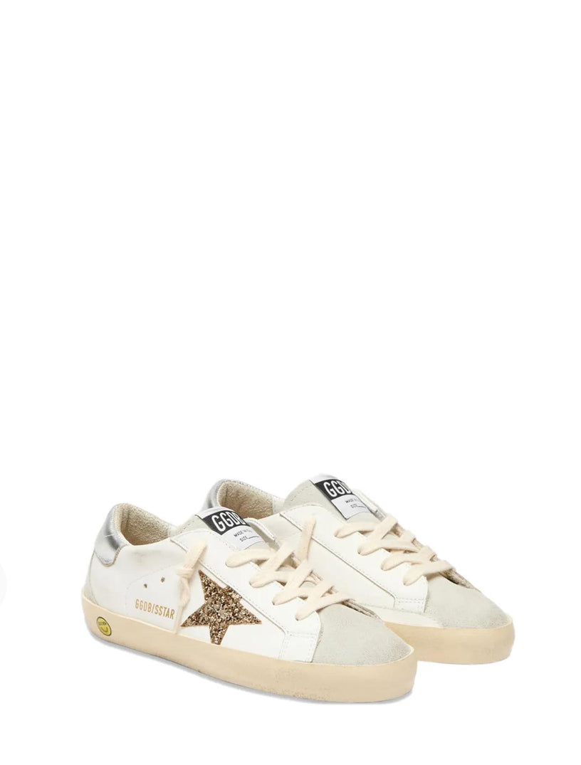 Super-Star con stella in glitter oro e talloncino in pelle laminata