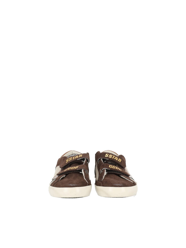 Old school sneakers in suede and laminated leather