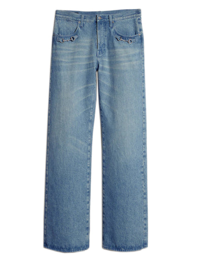 Pantalone flare in denim di cotone con Morsetto