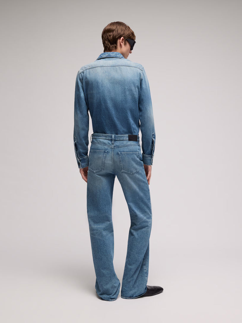 Pantalone flare in denim di cotone con Morsetto