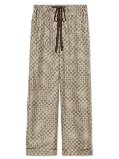 Pantaloni da tempo libero in twill di seta stampato
