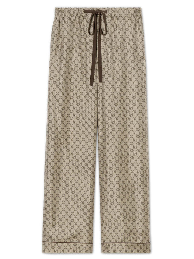 Pantaloni da tempo libero in twill di seta stampato