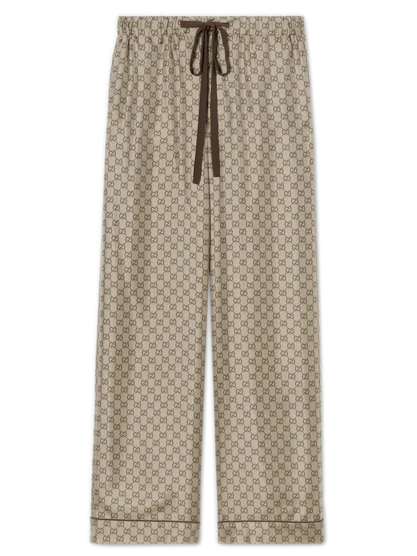 Pantaloni da tempo libero in twill di seta stampato