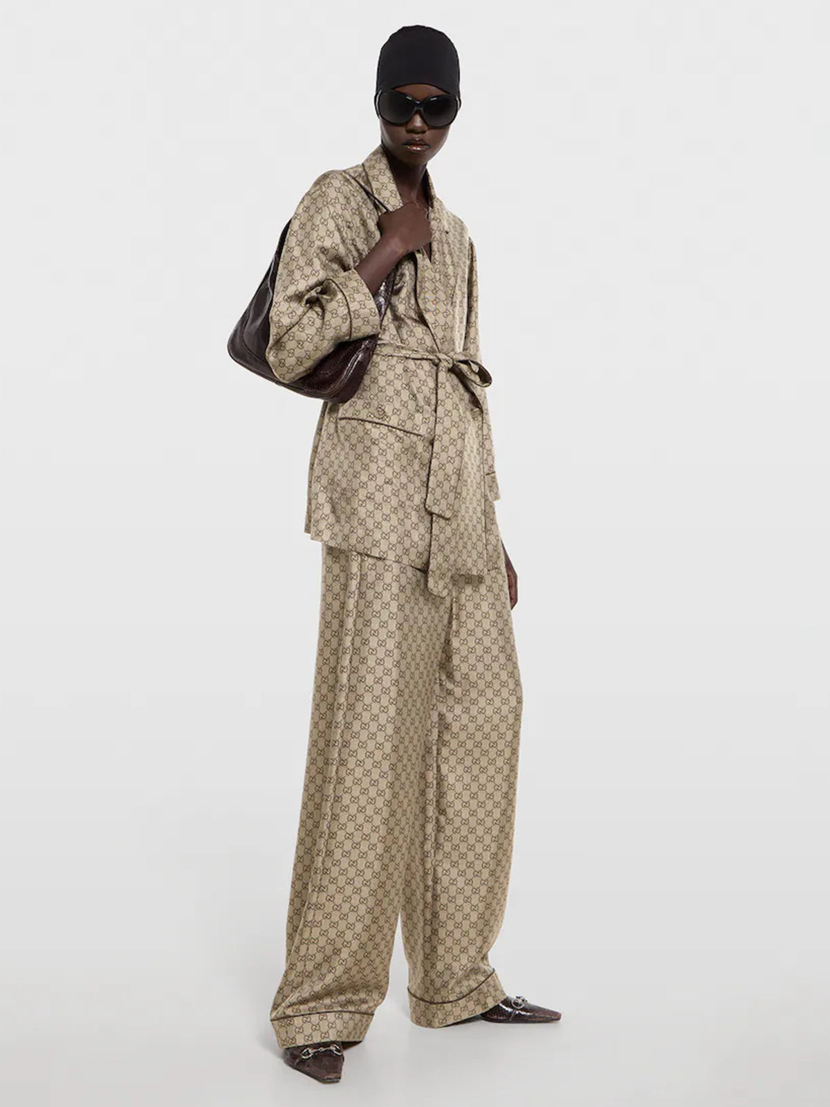 Pantaloni da tempo libero in twill di seta stampato
