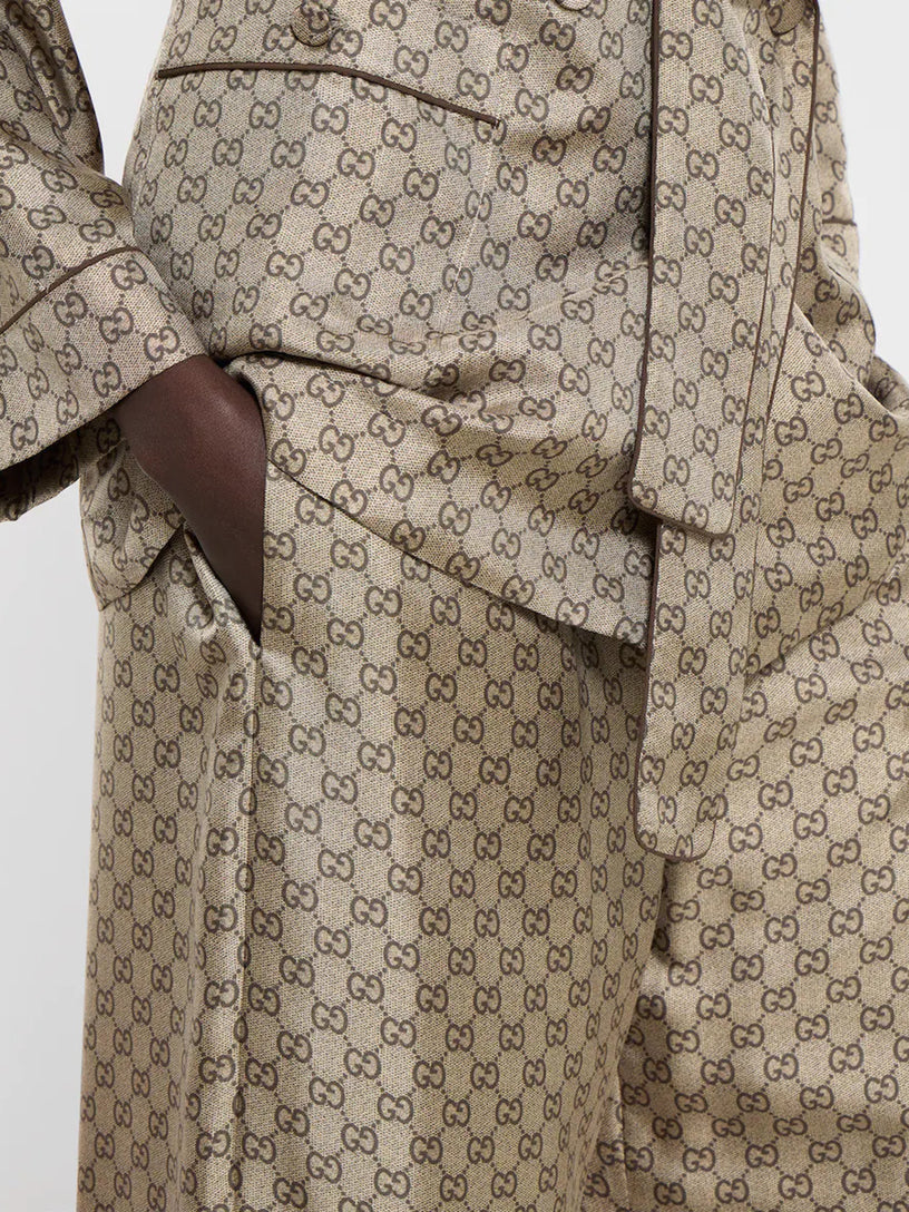 Pantaloni da tempo libero in twill di seta stampato