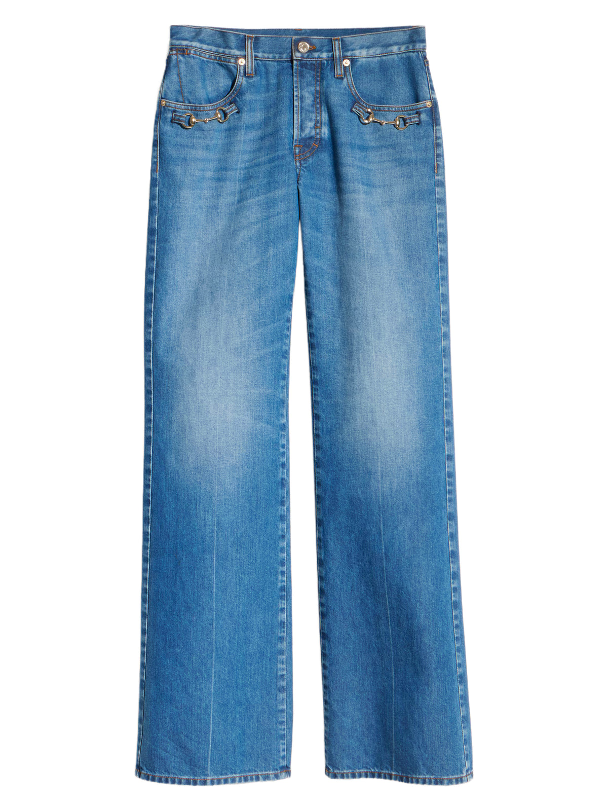 Bootcut cotton denim pants with Horsebit