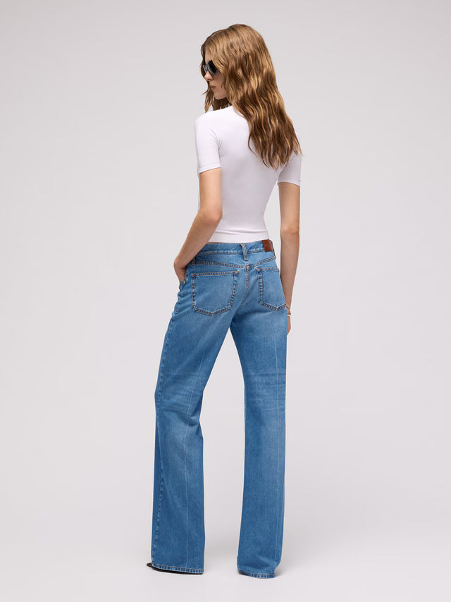 Bootcut cotton denim pants with Horsebit