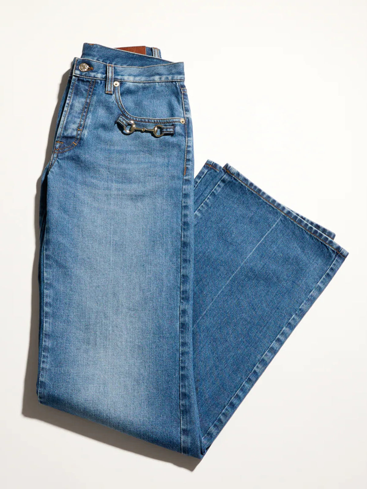 Bootcut cotton denim pants with Horsebit