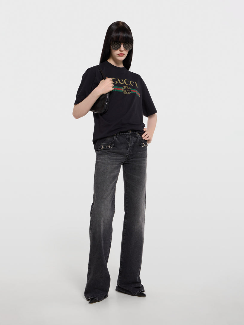 T-shirt in jersey di cotone e seta con stampa