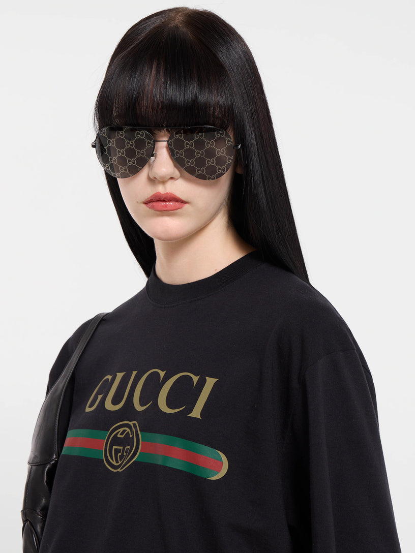 T-shirt in jersey di cotone e seta con stampa