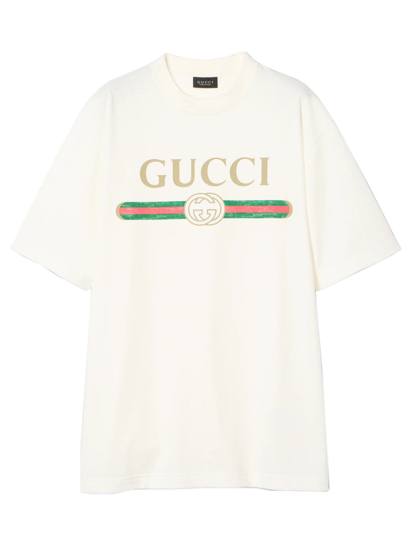 T-shirt in jersey di cotone e seta con stampa