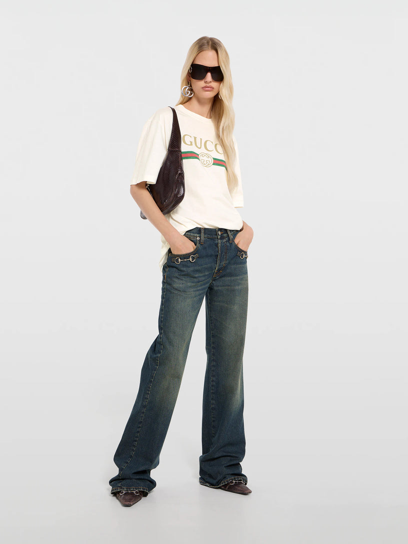 T-shirt in jersey di cotone e seta con stampa