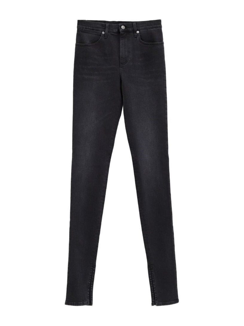 Pantalone skinny in denim di cotone effetto délavé