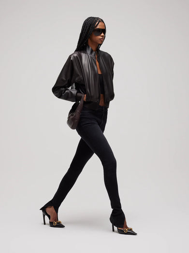 Pantalone skinny in denim di cotone effetto délavé