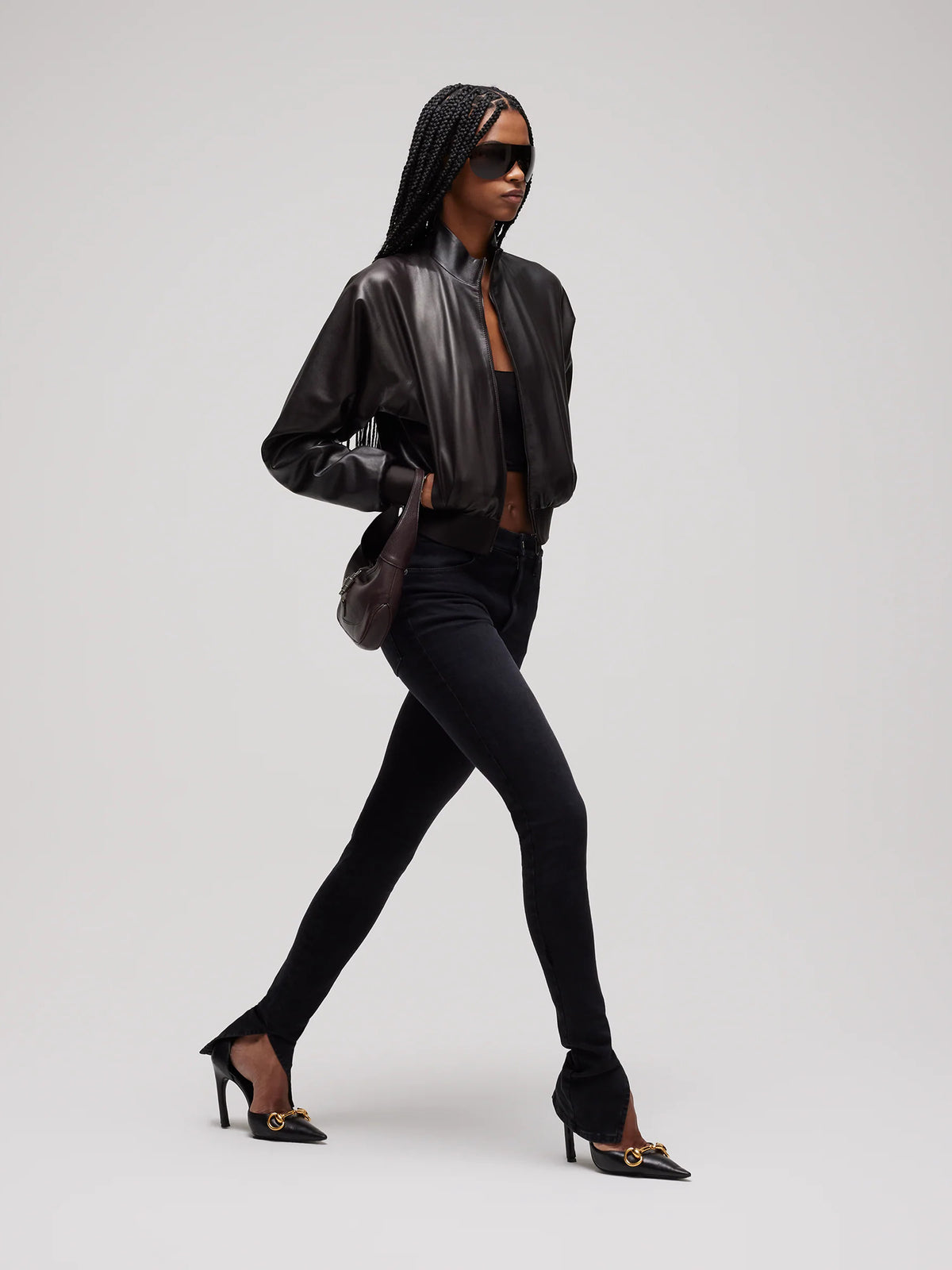 Pantalone skinny in denim di cotone effetto délavé
