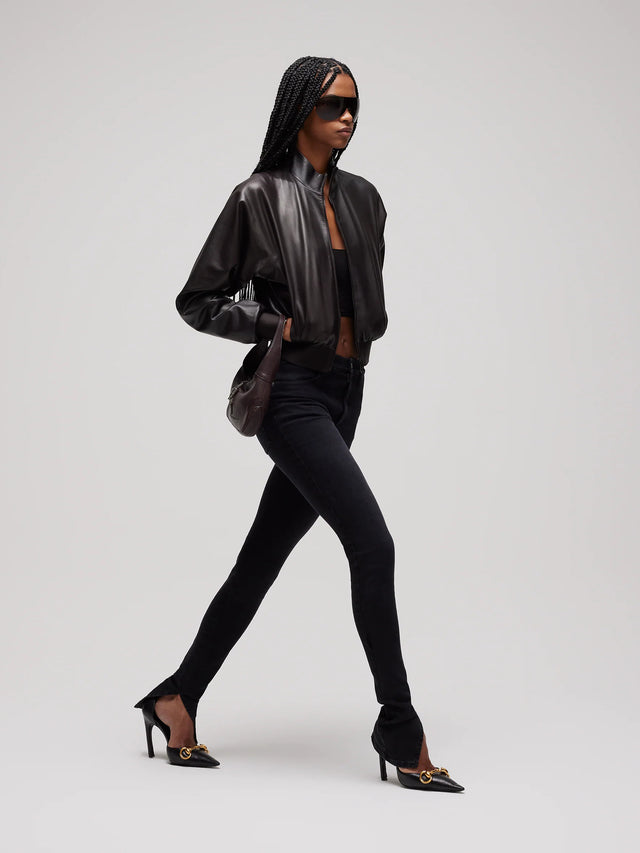 Pantalone skinny in denim di cotone effetto délavé